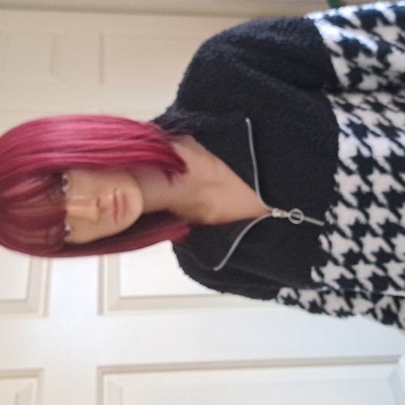 Como Blue Women's Houndstooth Half Zip Faux Jacket Size Medium NWT - Picture 4 of 13